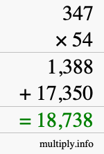 How to calculate 347 times 54 using long multiplication