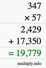 How to calculate 347 times 57 using long multiplication