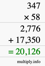 How to calculate 347 times 58 using long multiplication