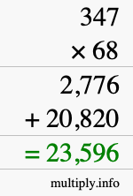 How to calculate 347 times 68 using long multiplication
