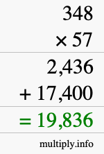 How to calculate 348 times 57 using long multiplication