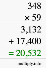 How to calculate 348 times 59 using long multiplication