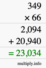 How to calculate 349 times 66 using long multiplication