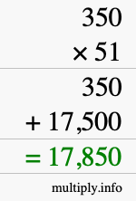 How to calculate 350 times 51 using long multiplication