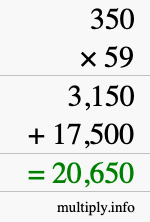 How to calculate 350 times 59 using long multiplication
