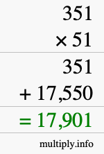 How to calculate 351 times 51 using long multiplication