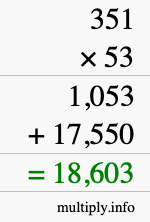 How to calculate 351 times 53 using long multiplication