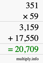 How to calculate 351 times 59 using long multiplication