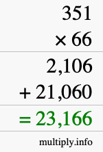How to calculate 351 times 66 using long multiplication