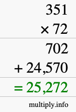 How to calculate 351 times 72 using long multiplication How to calculate 351 times 72 using long multiplication
