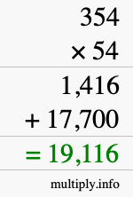 How to calculate 354 times 54 using long multiplication