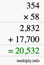 How to calculate 354 times 58 using long multiplication How to calculate 354 times 58 using long multiplication