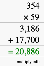 How to calculate 354 times 59 using long multiplication