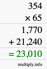 How to calculate 354 times 65 using long multiplication How to calculate 354 times 65 using long multiplication