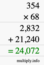 How to calculate 354 times 68 using long multiplication