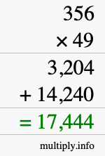 How to calculate 356 times 49 using long multiplication