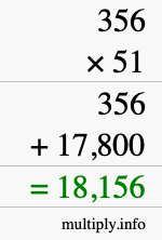 How to calculate 356 times 51 using long multiplication