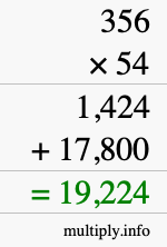 How to calculate 356 times 54 using long multiplication