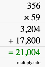 How to calculate 356 times 59 using long multiplication
