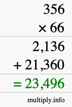 How to calculate 356 times 66 using long multiplication