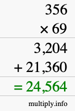 How to calculate 356 times 69 using long multiplication