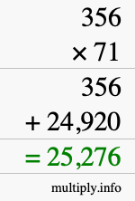 How to calculate 356 times 71 using long multiplication