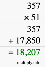 How to calculate 357 times 51 using long multiplication