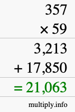 How to calculate 357 times 59 using long multiplication