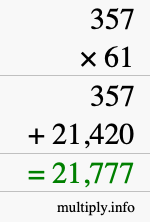How to calculate 357 times 61 using long multiplication