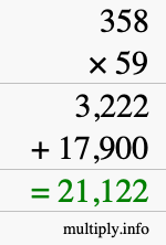 How to calculate 358 times 59 using long multiplication