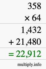 How to calculate 358 times 64 using long multiplication How to calculate 358 times 64 using long multiplication