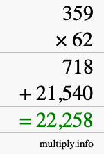 How to calculate 359 times 62 using long multiplication How to calculate 359 times 62 using long multiplication