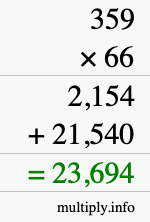 How to calculate 359 times 66 using long multiplication