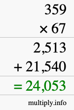 How to calculate 359 times 67 using long multiplication