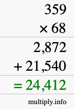 How to calculate 359 times 68 using long multiplication