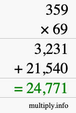 How to calculate 359 times 69 using long multiplication