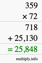 How to calculate 359 times 72 using long multiplication How to calculate 359 times 72 using long multiplication