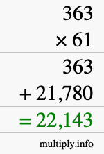How to calculate 363 times 61 using long multiplication