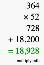 How to calculate 364 times 52 using long multiplication How to calculate 364 times 52 using long multiplication