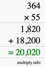 How to calculate 364 times 55 using long multiplication How to calculate 364 times 55 using long multiplication