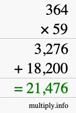 How to calculate 364 times 59 using long multiplication
