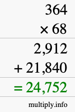 How to calculate 364 times 68 using long multiplication How to calculate 364 times 68 using long multiplication