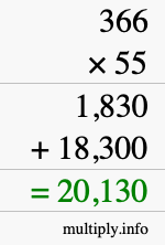 How to calculate 366 times 55 using long multiplication How to calculate 366 times 55 using long multiplication