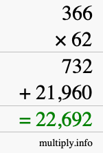 How to calculate 366 times 62 using long multiplication How to calculate 366 times 62 using long multiplication