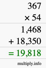 How to calculate 367 times 54 using long multiplication