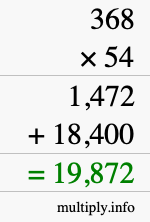 How to calculate 368 times 54 using long multiplication