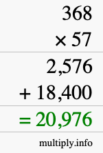 How to calculate 368 times 57 using long multiplication How to calculate 368 times 57 using long multiplication