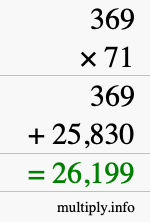 How to calculate 369 times 71 using long multiplication