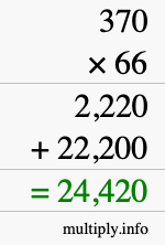 How to calculate 370 times 66 using long multiplication