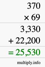 How to calculate 370 times 69 using long multiplication